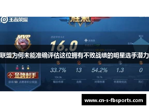 联盟为何未能准确评估这位拥有不败战绩的明星选手潜力 联盟为何未能准确评估这位拥有不败战绩的明星选手潜力